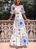 Robe ajustée imprimée épaules dénudées