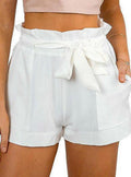 Short décontracté plage taille haute avec nœud