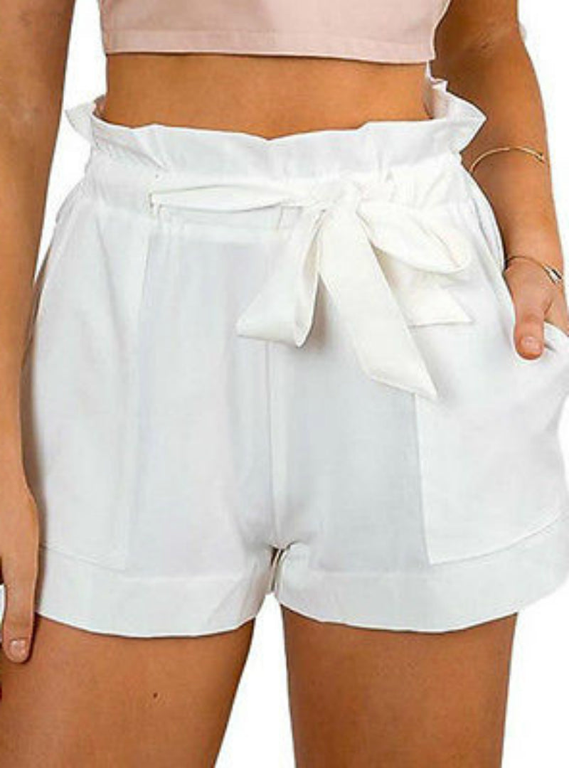 Short décontracté plage taille haute avec nœud