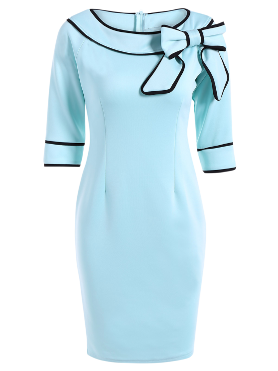 Robe crayon élégante col fendu avec nœud