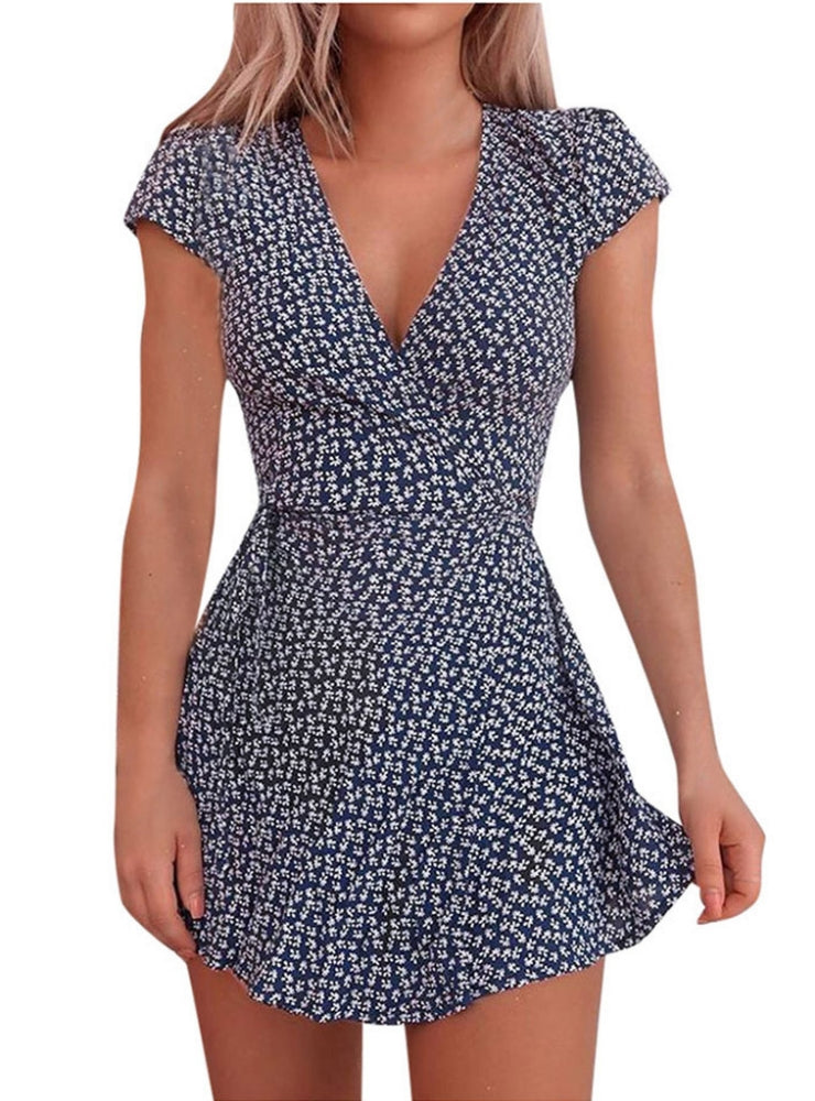 Robe femme imprimée florale col en V