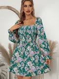 Robe midi sans manches à imprimé feuilles